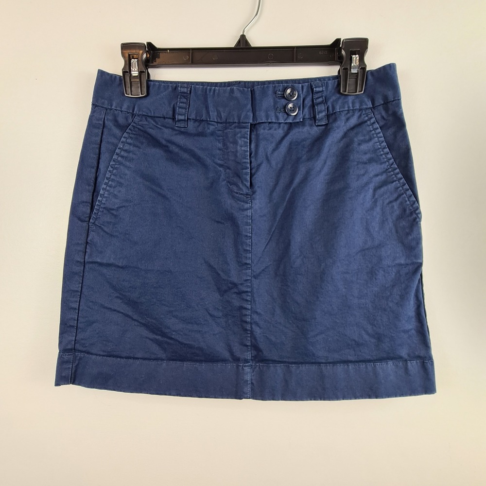 Vineyard Vines Womens Navy Blue Cotton Stretch Chino Mini Skirt Size 2 Preppy